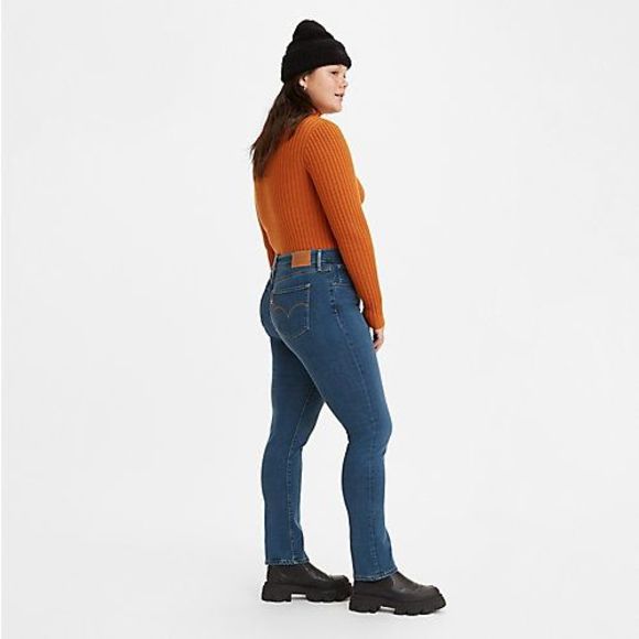 724 High Rise Slim Straight Fit Women's Jeans - Bogota Boogie - Blue - Picture 3 of 5